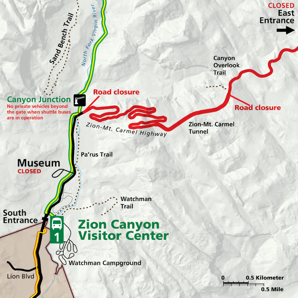 Road work will require some nightly closures of the Zion-Mount Carmel Highway next week/NPS