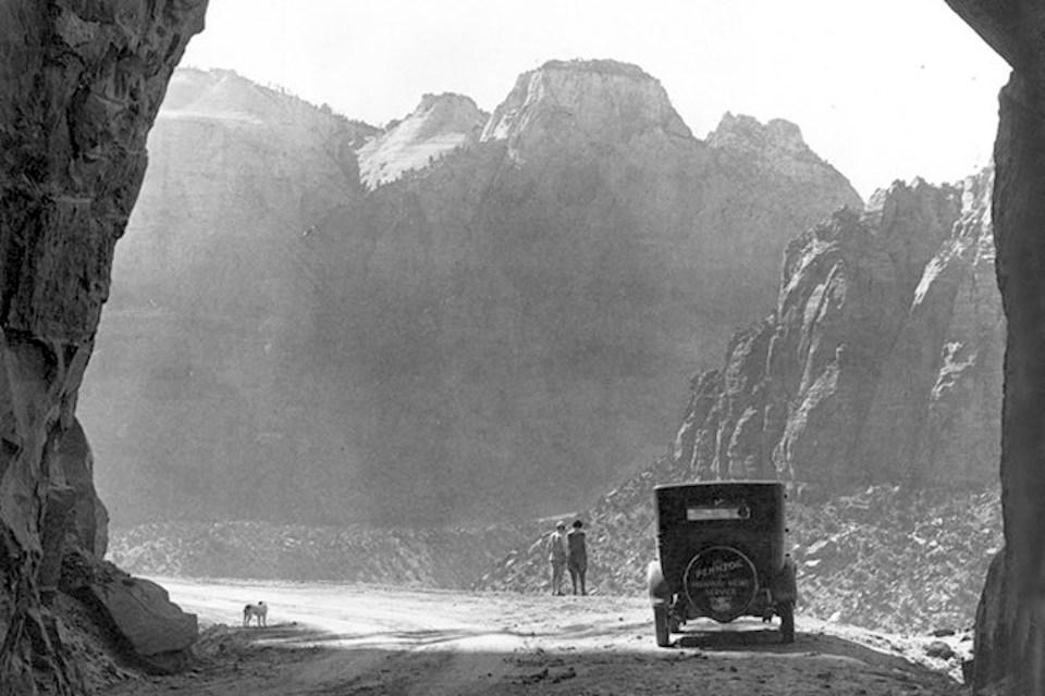 The Zion-Mount Carmel Highway and Tunnels, built in the 1930s, is undergoing some roadwork this summer/NPS file