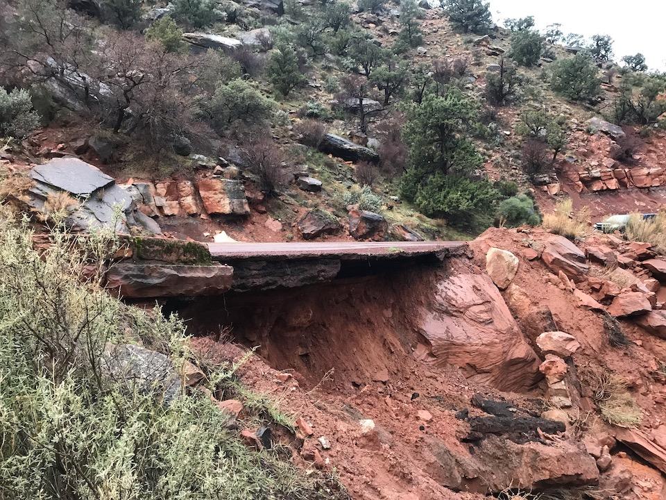 A landslide has closed eastern access to Zion National Park via the Zion-Mount Carmel Highway/NPS