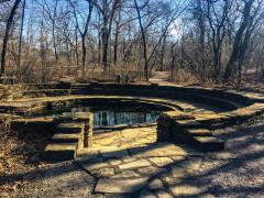 ring pool in woods without foliage during winter, Chickasaw National Recreation Area