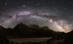 Mitten Park Fault at Dinosaur National Monument underneath the Milky Way and night sky