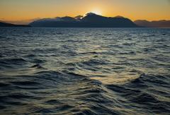 Sunset at Icy Strait in Glacier Bay National Park and Preserve