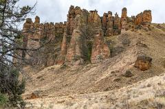A view of the ancient remnants of the lahars known as the  Palisades in the Clarno Unit of John Day Fossil Beds National Monument