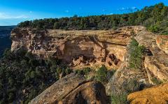 Square Tower cliff dwelling and surrounding mesa landscape, Mesa Verde National Park